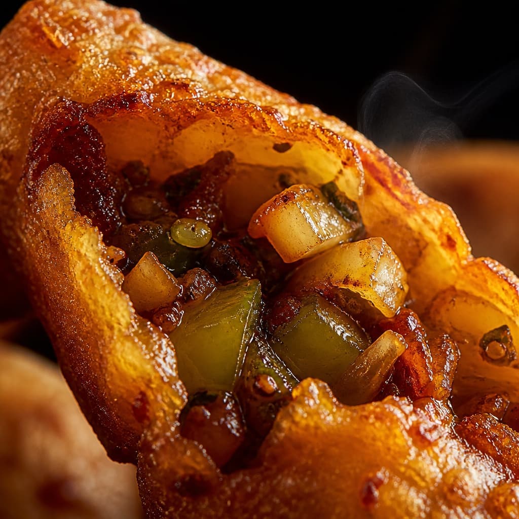 Close-up of a crispy fried snack at MFC Bonda Mart